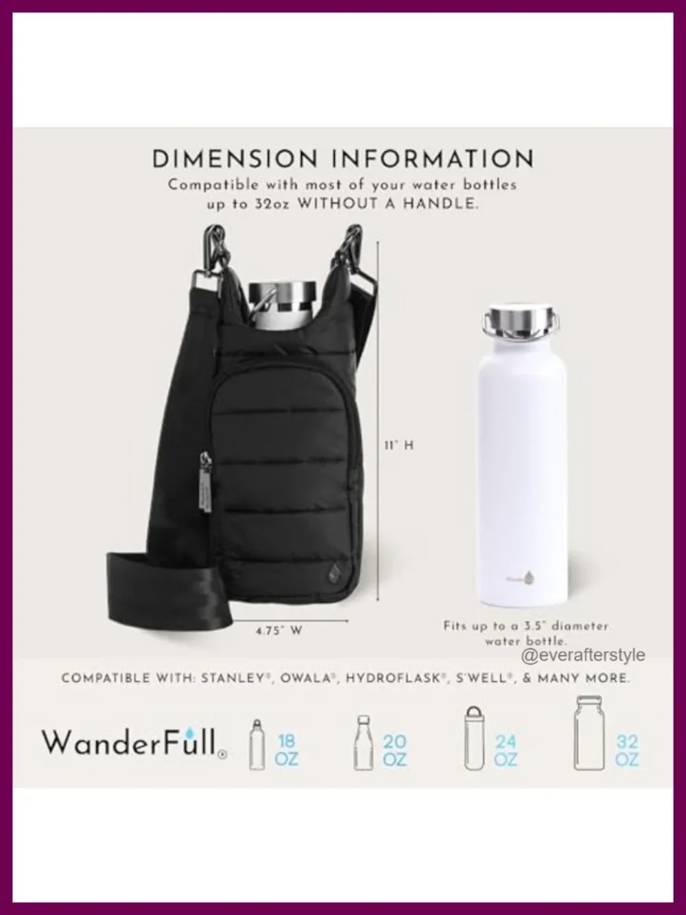 WanderFull HydroBag Crossbody Water Bottle Holder with Phone Pocket, Fits